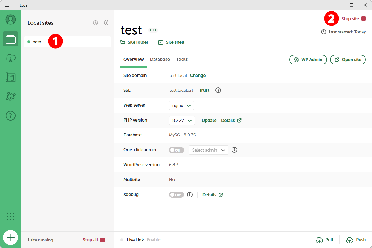 WordPress サイトの停止